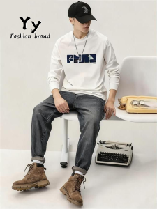 Áo Thun Cotton Cổ Tròn Dài Tay Thường Ngày Cho Nam Mùa Xuân Thu Thời Trang Phong Cách Mỹ Hợp Thời Trang Cho Cặp Đôi