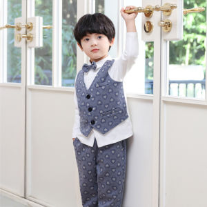 Longtakids 3 Piece Kids Boys Blue Long Sleeve Suit: Wedding Prom Tuxedo & Birthday Party Casual Wear