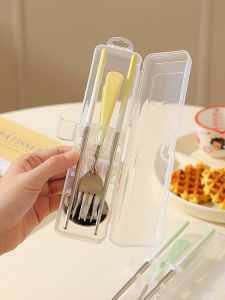 Portable Stainless Steel Chopsticks Spoon Set High Aesthetic Value Single Person Package Special Box Storage Dining Utensils Three Piece Set