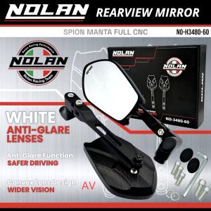 Spion NOLAN Model MANTA Full Aluminium CNC Universal Motor -Kaca Putih Bening - Motorcycle