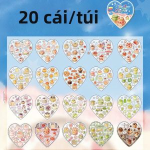 Mr.paper | Mr.Paper 20 Miếng Dán PET Hình Trái Tim Chủ Đề Món Tráng Miệng Ngọt Ngào Chống Thấm Nước Trong Suốt Đề Can Cho Tạp Chí Cắt Dán Bánh Trái Cây Kem Văn Phòng Phẩm