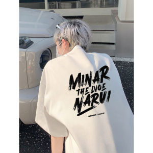 เสื้อยืดคอกลมแขนสั้นผ้าฝ้ายสีขาวสำหรับผู้ชาย ฤดูร้อน 2025 สไตล์อเมริกัน น้ำหนักเบา ทรงหลวม ทรงหลวม เสื้อยืดคอกลม