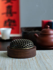 Jizheng Black Walnut Incense Coil Incense Burner Scholar For Home Handmade Wooden Aromatherapy Decoration Zen Agarwood Sandalwood Incense Base