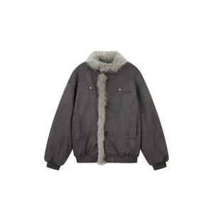 A chock | Warm Suede Down Jacket with Fur Collar Women