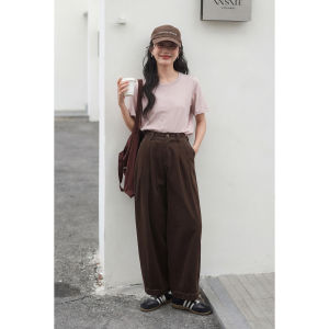New Slim Fit Straight Leg Pants Thin Waist High Gray Casual Trousers For Women