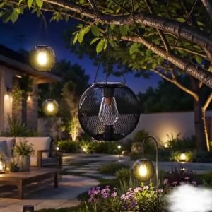 WELPUR | 1/2PCS Outdoor Solar Lantern IP44 Waterproof Solar Powered Metal Hanging Lights for Garden Patio Deck Paths Decorative Lighting