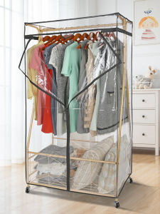 Bedroom Floor Standing Dustproof Clothes Hanger Rack Simple Storage Clothes Organizer Home Use Storage Cabinet