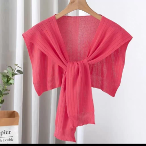 Khăn Choàng Lụa Băng Dệt Kim Mỏng Đa Năng Mùa Hè Cho Nữ Cổ Áo Chống Nắng Kiểu Dáng Ngắn Có Thể Thắt Nút Phù Hợp Cho Mọi Lứa Tuổi