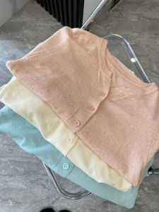 Pink Knitted round Neck Open Cardigan Womens Slimming White Enhancing Early Autumn Chic Top Korean Style Commute Fashion