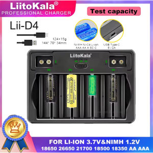 LiitoKala Smart Battery Charger Lii-D4 for 9V 26650 18650 21700 18500 26700 16340 22650 AA AAA C SC D Lithium NiMH Rechargeable