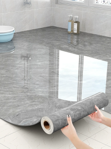 Imitation Marble Floor Tile Simple Self-Adhesive Wallpaper DIY Peel and Stick Waterproof Non-Slip and Wear-Resistant Decorati