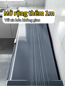 Tủ nhà bếp 3 tầng đa chức năng Tích hợp lưu trữ + bàn làm việc 2 trong 1 Chất liệu thép carbon dày Bịt kín 6 mặt