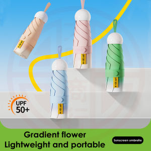 ร่มกลางแจ้งแบบพกพาสำหรับผู้หญิงร่มป้องกันรังสียูวีขนาดเล็กแบบไล่ระดับสีร่มกันแดดเดินทางฤดูร้อนน้ำหนักเบา