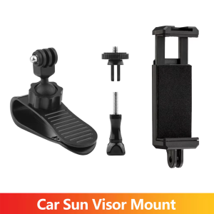 Car Sun Visor Mount With Phone Clip Holder For GoPro Hero 13 12 11 10 9 Smartphones SJCAM AKASO insta360 DJI Osmo Action Camera
