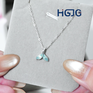 Dây Chuyền Đuôi Cá Bạc 925 HGJG Vòng Cổ Đuôi Cá Voi Xanh Đại Dương Đeo Hằng Ngày An Toàn Cho Da