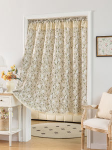 American Country Atmosphere Fabric Semi Curtain Door Curtain Privacy No Punching Light Blocking Semi Transparent Balcony Home Decor