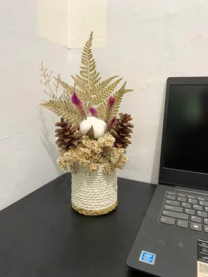 Bunga rustic hiasan meja new vas putih