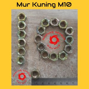 (30 pcs) Mur M10 Kuning Kunci 14 / Mur Kuning 10mm