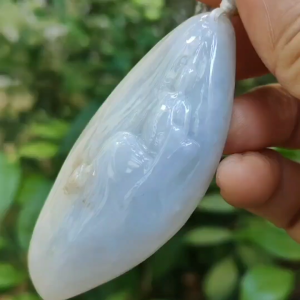 Crafted as Faceless Buddha with Natural Type A Jadeite Jade as Pendant certificate weighs 40.68 grams measurement 69.5 * 29.5 * 11.6 mm (pendant314)