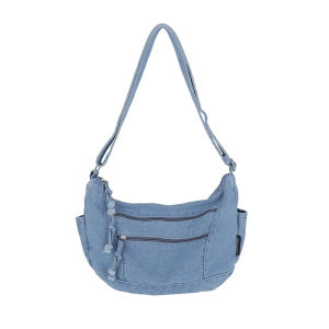 กระเป๋าสะพายข้างผ้าเดนิมย้อนยุคสำหรับผู้หญิง 2025 กระเป๋าสะพายข้างแบบสะพายข้างลำลองขนาดใหญ่ กระเป๋าถือสำหรับเดินทางแบบอเนกประสงค์