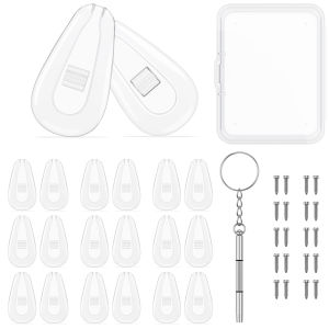 10pcs Silicone Glasses Nose Pad Set Airbag Soft Air Glasses Accessories Non-Slip Air Cushion Boles with Screws and Screwdrivers