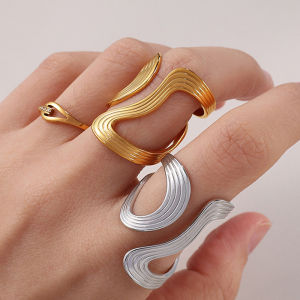 Stainless Steel Threaded Open Ring for Women Exquisite Simple Irregular Titanium Steel Ring Casual Trendy Versatile Wholesale