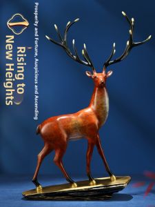 WEIZHEN | Copper Deer Statue Living Room Wine Cabinet Decor