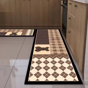 Water Absorbent Oil Resistant Kitchen Floor Mat Silicon Dinosaur Cartoon Pattern Non-Slip Durable Easy Clean Kitchen Rug