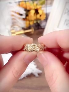 Huitan Bohemia Style Floral Pattern Gold Color Finger Ring for Women Leaf and Flower Carved Design Chic Female Rings Hot Jewelry