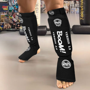 1 Pair Shin Instep Pads MMA Leg Foot Guards Muay Thai Kick Boxing Guard Protector With Hook & Loop Shin and Instep Guards