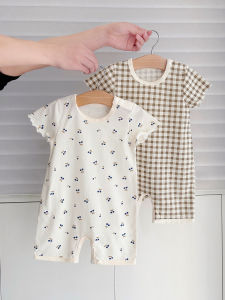 cat and fish | Short Sleeve Summer Baby Romper Cotton Lightweight
