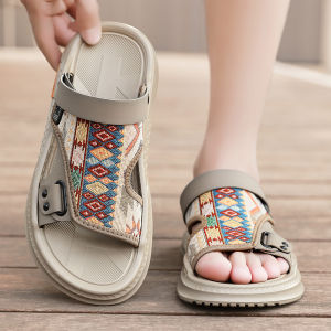 Mens Summer Fashion Sandals Outdoor Wear-Resistant Anti-Slip Beach Slippers Sporty Casual Slip-On Shoes Thick Bottom Rubber Sole