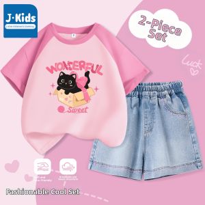 JKIDS | Stripe Short Sleeve And Denim Shorts Childrens Summer Outfit