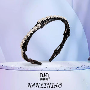 Portable Folding Pearl Design Hairband Womens Non-Tightening Anti-Slip Travel Convenient Face Washing Headband