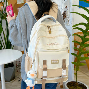 Large Capacity School Backpack for Junior And Primary Girls Korean Style Ins Womens Backpack Nylon Material Zipper Closure School Bag