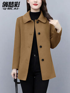 High-End Brand Womens Mid-Length Coat Autumn New Style Woolen Outerwear for Middle-Aged Mothers Fashionable And Elegant
