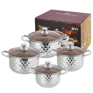Diamond Patterned Stainless Steel Cooking Pots