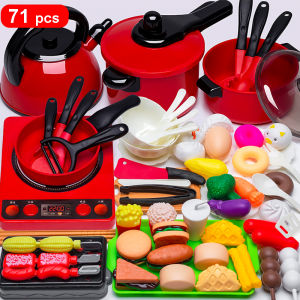 Red Kitchen Toys Kids Toys Simulation Food Cooking Girls Boys Educational Play House Interactive Toys for Children Pretend Play