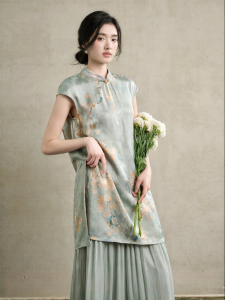 JK&JS | Đầm Ngắn Cheongsam Phong Cách Trung Quốc Truyền Thống Từ Lụa Organza