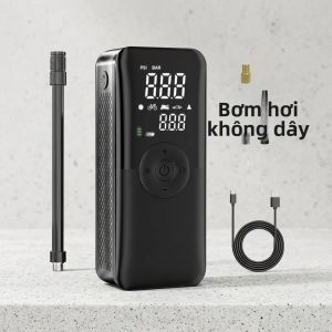 Máy Bơm Hơi Kỹ Thuật Số Di Động Sạc Lại Được Không Dây Kèm Pin 7.4V Dùng Cho Lốp Xe Máy Ô Tô Xe Đạp Và Bóng.