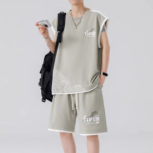 TUCANO Summer Ice Silk Loose Fit Vest Short Sleeve Sportswear Youth Trendy Big Size Shorts Breathable Polyester Fiber