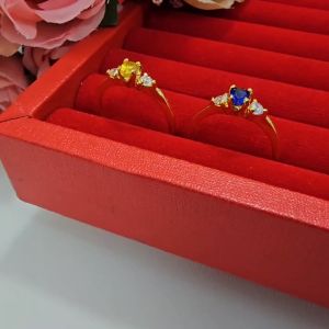 แหวนทองฝังพลอย ตัวเรือนสีทอง เสริมบารมี ใส่ได้ทุกโอกาส บุษราคัม ไพลิน, งานสวย เสริมโชค, ชุบทอง พร้อมส่ง ทำจากทองเหลือง เสริมสร้างบริเวณที่ต้องการ