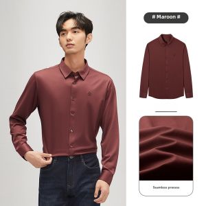 Seven Brand Mens Long Sleeve Shirt Casual Drapey Modal Fabric Fashion Urban Style Standard Fit for Office Autumn Season Business Casual