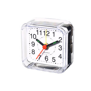 Square Alarm Clock Bedside Small Clear Acrylic Frame Colorful Hands Quartz Movement For Accurate Time Desk Clock For Bedroom