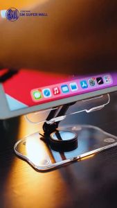 【360° Rotation】Original Big Tablet Stand Holder Adjustable Desktop Phone Stand Transparent Acrylic Foldable Non-Slip Ipad Bracket Suitable for 4.7-12.9 Inches Portable Flat Stand