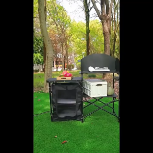 Folding Outdoor Camping Portable Cook Station Easy Setup Aluminum Camping Kitchen Table