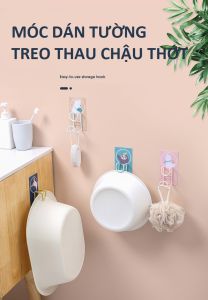 Móc Dán Tường Treo Chậu Thau Thớt Đồ dùng phòng tắm Nhà bếp - Inox thép không gỉ keo dính siêu chắc
