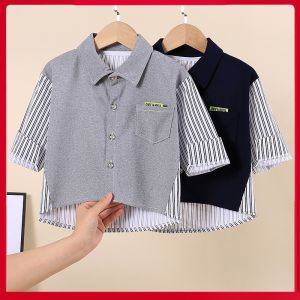 Pure Cotton Long Sleeve Striped Shirt for Boys Autumn Season Casual Style Korean Version Childrens Clothing Turn-down Collar
