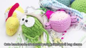 Cute Knitted Animal Rabbit Keychains Crochet Lion Cartoon Frog Plush Keyring Student Party Womens Gift Jewelry