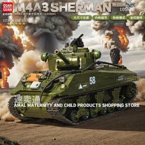 M4A3 Sherman Xe Tăng Hạng Trung Khối Xây Dựng Đồ Chơi Dành Cho Trẻ Em Lịch Sử Quân Sự Mô Hình Giáo Dục Tương Thích Với Lego Nhỏ Gạch Nhựa